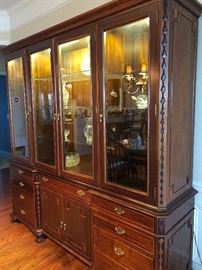Lighted, Carved, Redwood China Cabinet