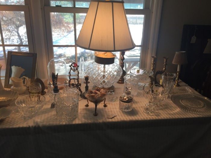 Crystal lamp and beautiful Waterford, Atlantis, Rogaska and other crystal ware