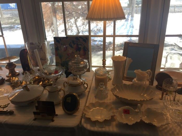 Antique gold & white Limoges, Baleek and Lenox items