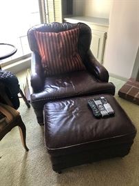 Leather Chair & Ottoman 