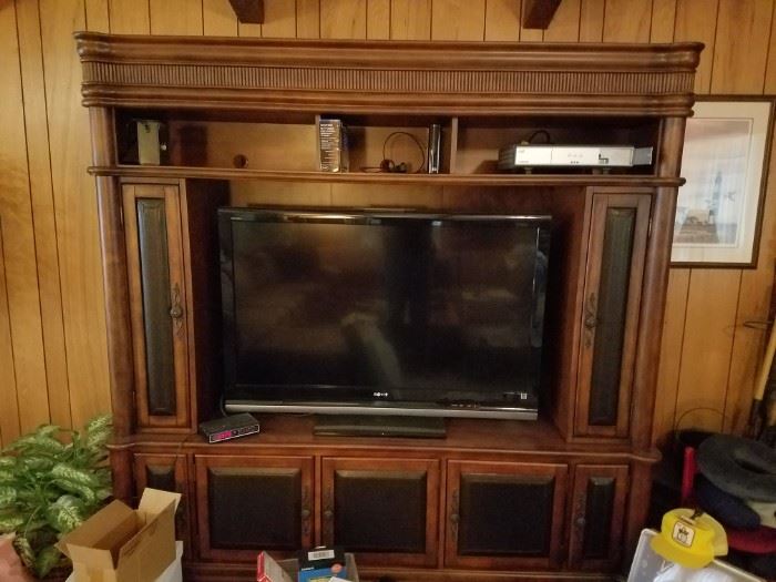 Large TV and entertainment center
