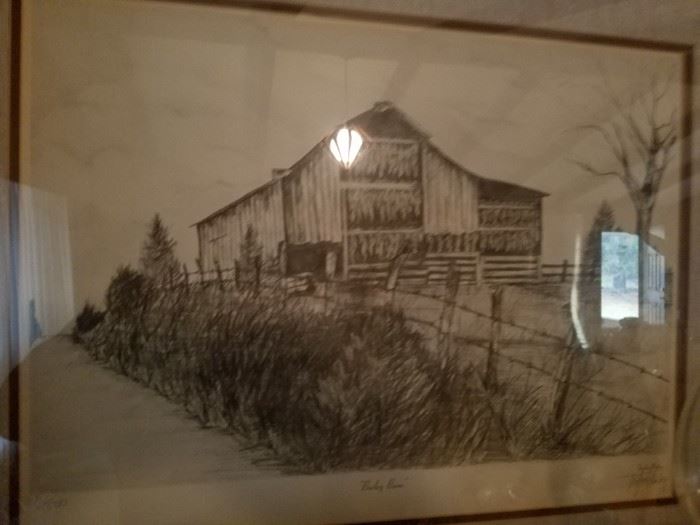 pencil burley barn print numbered and signed
