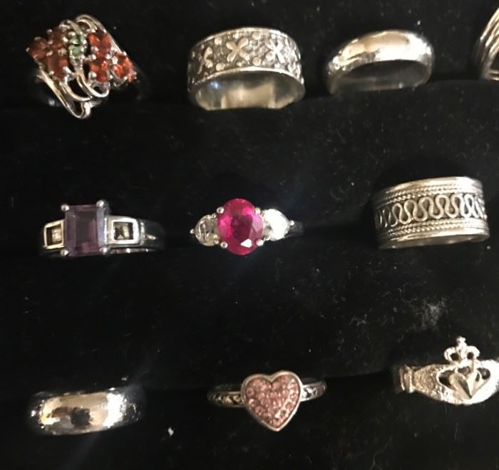 Nice selection of sterling silver rings
