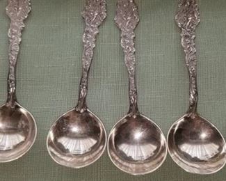 Sterling silver ice cream spoons ,heavy embossed  VERSAILLES PATTERN  GORHAM