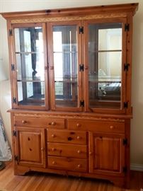 fancy pine lighted China hutch