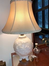 Vintage alacite lamp and extra finial
