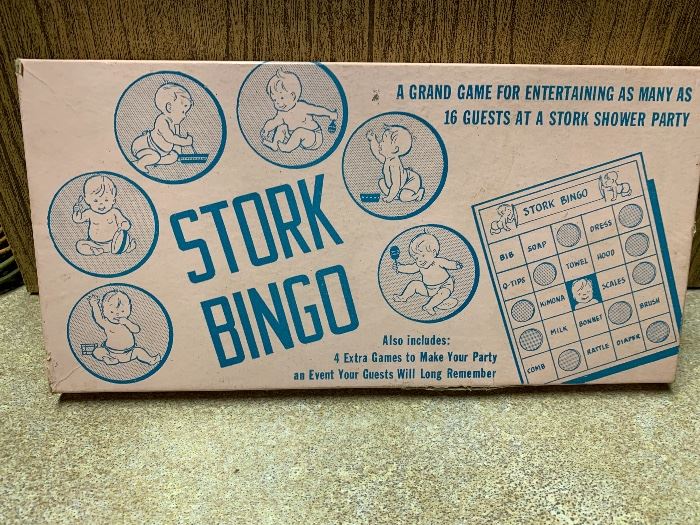 Stork Bingo - Vintage baby shower game