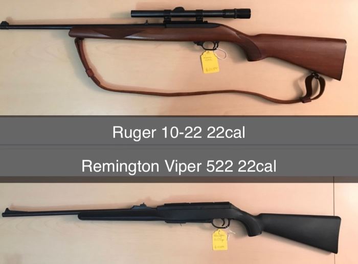 9 guns Ruger 10-22 and Remington Viper 522.  Guns will be brought in the day of the sale
