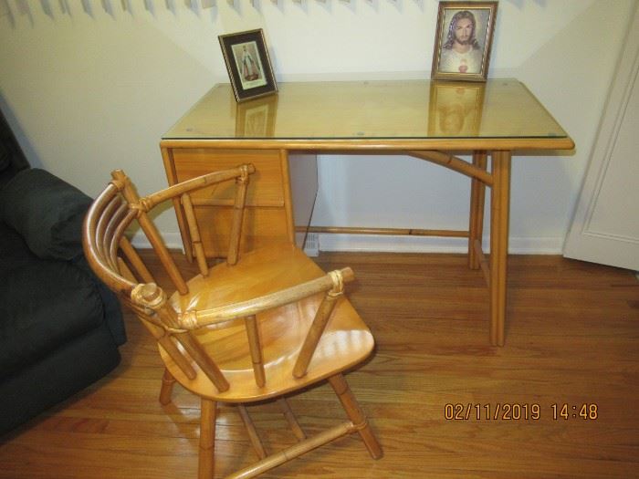 HAYWOOD WAKEFIELD DESK AND CHAIR 