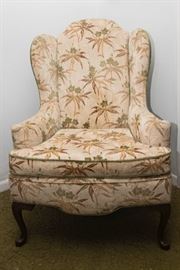 Wingback Chair.  Upholstered Cut Velour Floral Pattern:  $140.00