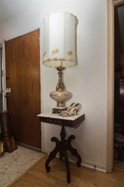 1950's Victorian Style Rosewood Marble Top Table.  (29"h x 19"w x 15"d):  $95.00