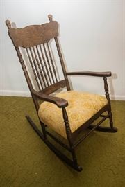 Spindle Back Antique Oak Rocker:  $60.00 (as is)