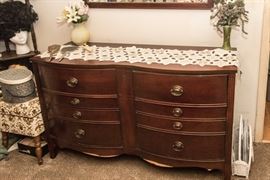 1930's 6 Drawer Chest. Mahogany Veneer w/Original Pulls (3'9"h x 4'9"w x 1'6"d): $350.00 (as is)