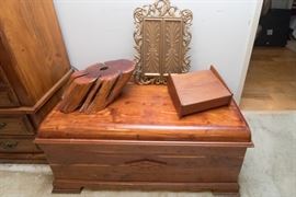 Cedar Chest (19"h x 46"w x 23"d): $150.00.