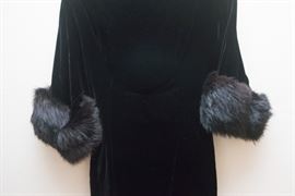 Black Velvet Dress w/Fox Cuffs: $45.00.