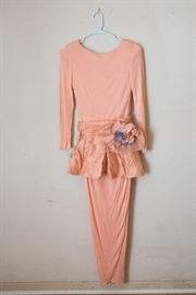 Retro Coral Maxi Dress w/Peplum:  $30.00
