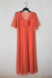 Retro Coral Chiffon Maxi Dress:  $30.00