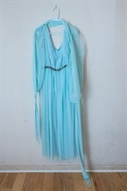 Retro Aqua Chiffon Maxi Dress.  2 pc.:  $60.00.