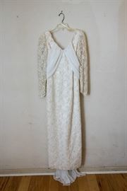White Beaded Full Length Dress:  $80.00.