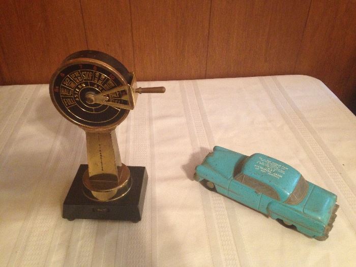 Vintage Transistor Nautical Radio (it works!):$90.00. SOLD 1954 Cast Aluminum Bank. San Antonio, Texas:  $80.00. Both Are In Great Condition!