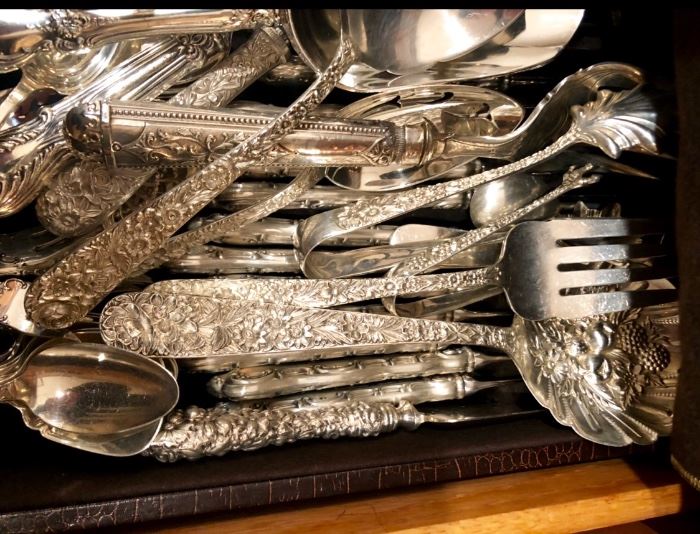 Look what we just found in this incredible house !! Gorham Strasbourg Sterling!!! 😍😍😍😍 Sale starts Friday March 8