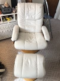 Microfiber recliner and ottoman 