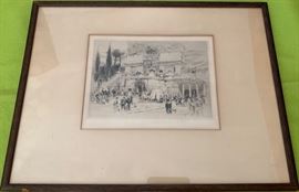  Etching "The Villa Quintilli" by Wm. Wallot R E