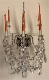 Pair Crystal Candle Sconces