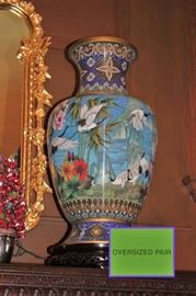 Pair of Oversized Colorful Urns