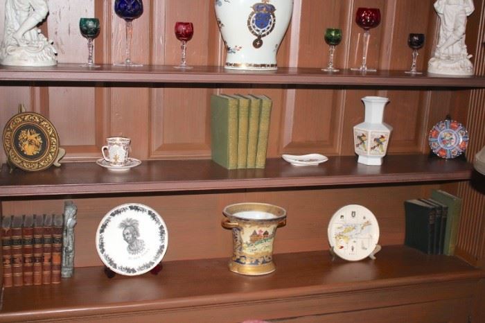 Statuary, Stemware, Decorative Plates, Urns and Books