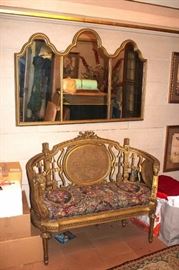 Small Gold-tone Settee with Mirror
