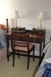 Desk and Chair with Chair and Pair of Lamps