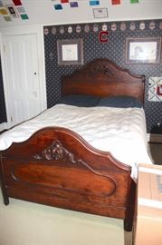 Wood Carved Bed and Art