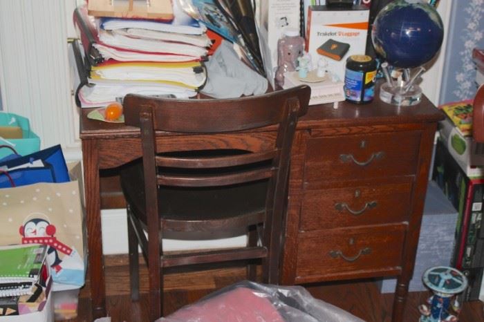Desk and Chair with Globe