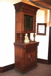 Beautiful Stained Glass Smaller Storage/China Closet and Credenza