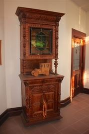 Beautiful Stained Glass Smaller Storage/China Closet and Credenza