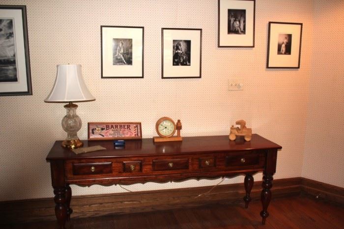 Console Table, Clock, Lamp, Photos and more