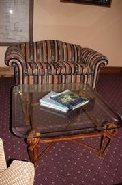 Love Seat and Glass Top Coffee Table