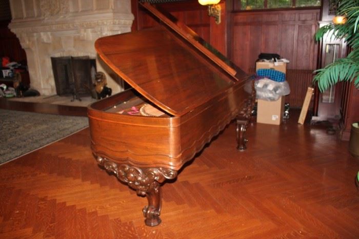 Steinway Carved Grand Piano in Rosewood, circa 1850’s, redone by Steinway in 1990’s