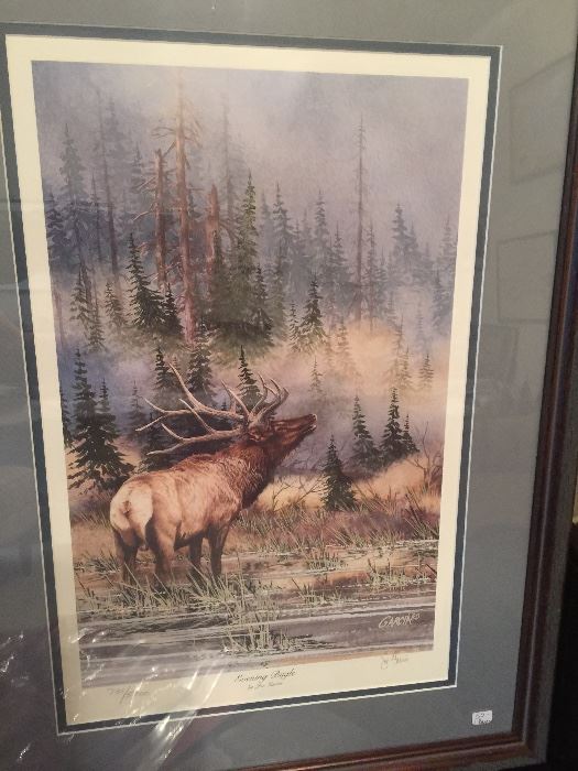 Elk print, signed and numbered.
