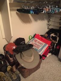 Hats, shoes, totes and extra hangers.