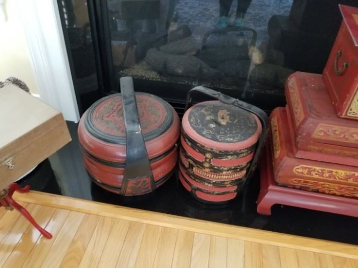 antique Chinese bride's boxes