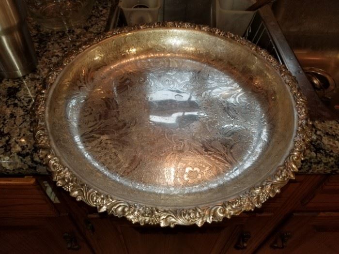 antique English silverplate charger bowl