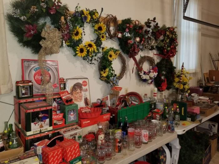 Christmas, spring and holiday wreaths, Coke collectables 