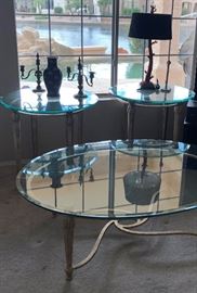 Glass Top Coffee Table and Matching End Tables