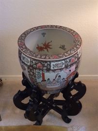 large porcelain planter with stand