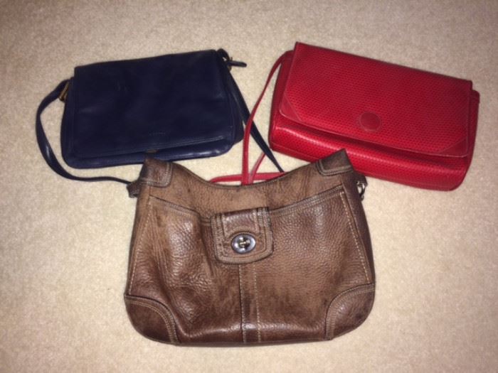 top - two Liz Claiborne purses  Bottom a knockoff Coach purse