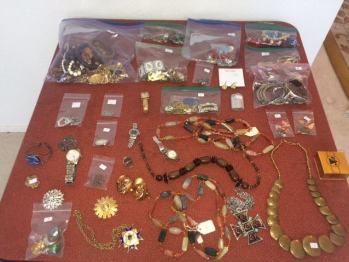 some costume jewelry and sterling pieces
