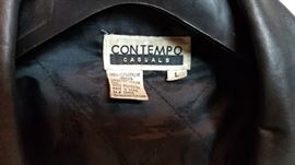 Women's black leather half jacket size large