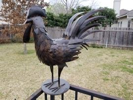 Metal rooster art